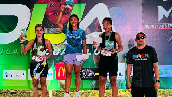 Anne Nuñez of CamSur Tri Team on top of the women's podium at the Highland Duathlon in Naga City