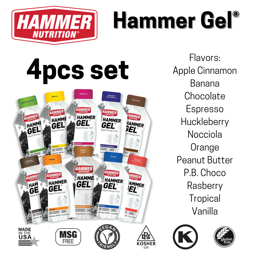 Hammer Gel 4-Pack, four 33g single serving packets