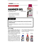 Hammer Gel how to use guide, one serving 10 minutes before and every 45 minutes during exercise